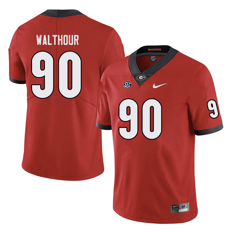Men #90 Tramel Walthour Georgia Bulldogs College Football Jerseys Sale-Black - Click Image to Close